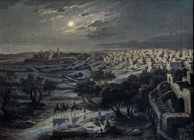 Josef Langl Blick auf Bethlehem bei Nacht
